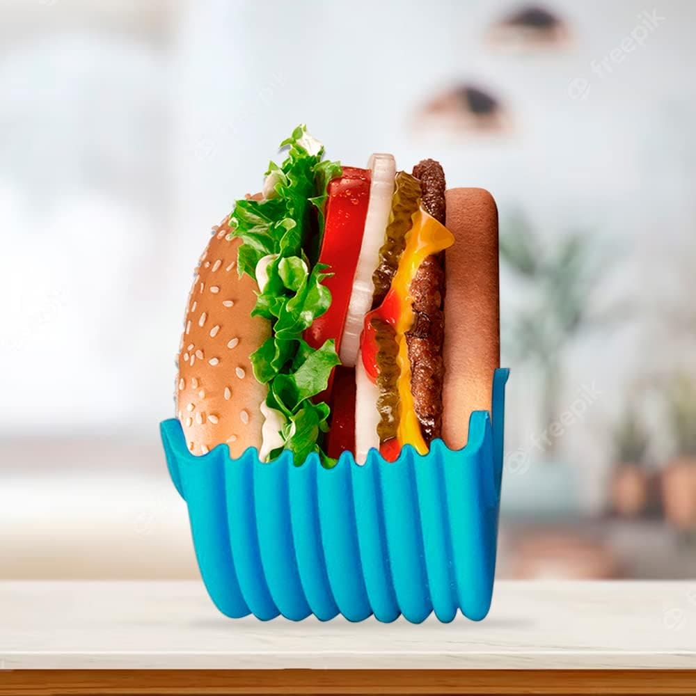 Hamburger Holder, Reusable Sandwiches Holder, Burger Buddy Clip Rack, Food Grade Silicone Burger Rack, Expandable Adjustable Burger Holder, Silicone Hamburger Clip, Anti Drop Hamburger Box, Washable Telescopic Hamburger Holder