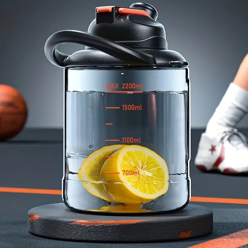 Transparent Big Belly Water Bottle, 2500ml Sports Fitness Water Bottle, Portable Anti Fall Water Barrel, Portable Fitness Jug, Sport Gym Drinking Tumbler