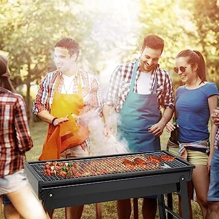 Ashtray BBQ Grill, Charcoal Grill With Stand, Drawer Type Ash Accumulator, Stainless Steel Portable BBQ Tool, Rectangular Charcoal Barbecue Flood Smoke Grill, Iron Portable Folding Charcoal Barbecue Grill for Outdoor, Camping Hiking Picnic Patio Smokers