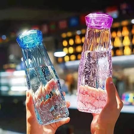 Diamond Water Bottle, Crystal Glass Cup With Lid.