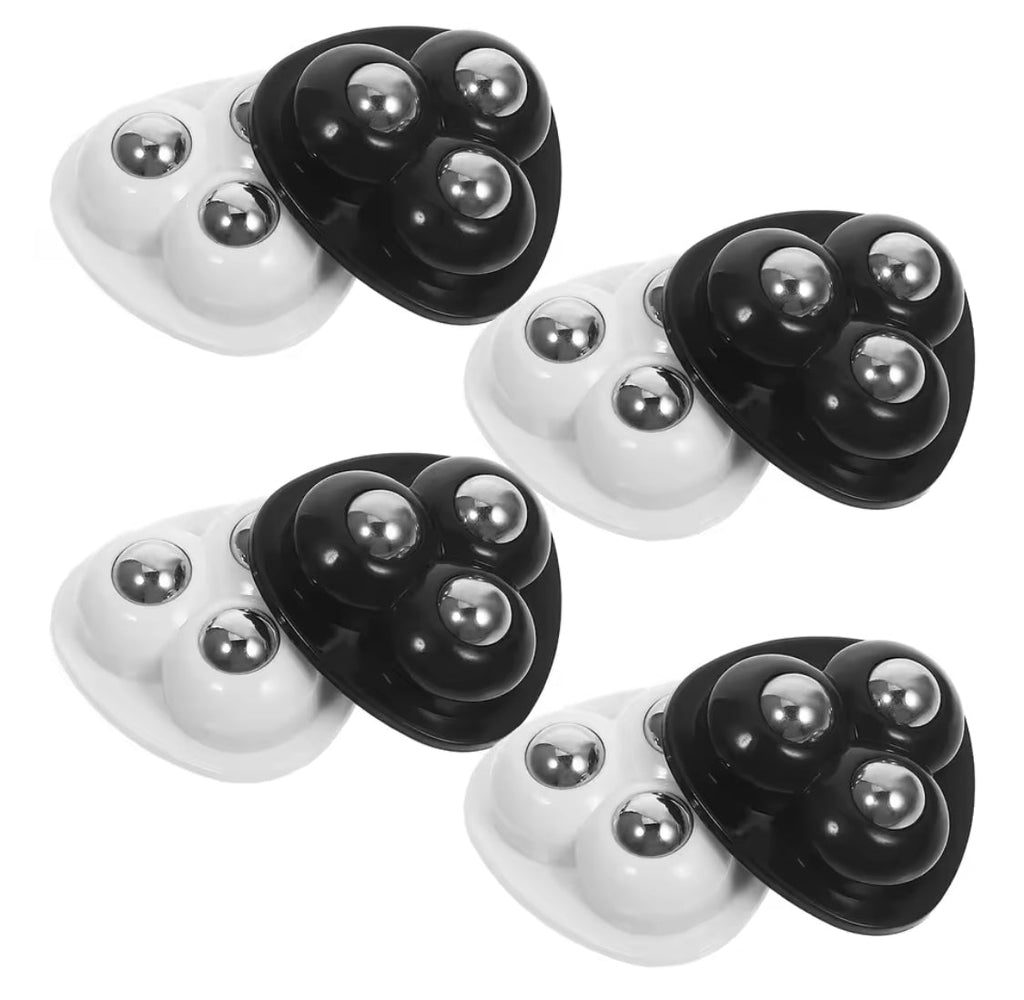 4Pcs Mini Caster Wheels, 360 Degree Free Rotation Universal Wheels, Universal Furniture Pulley, Stainless Steel Mini Swivel Wheels, Self Adhesive Caster Wheels