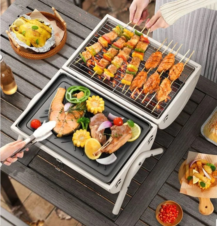 Outdoor BBQ Grill, Dual-Purpose Barbecue Grill, Foldable Camping Grill