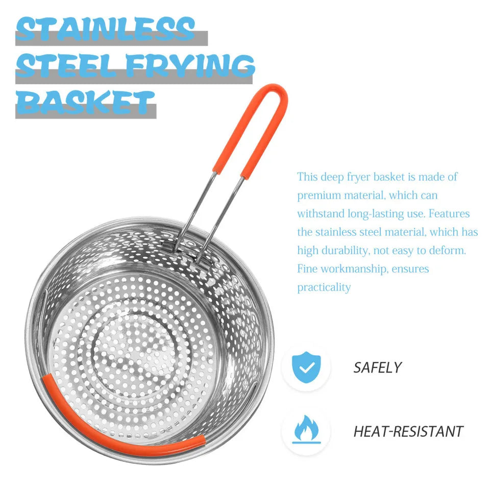 Stainless Steel Cooking Steamer With Handle, Kitchen Pot Pressure Cooker, Anti-scald Steamer Basket, Multifunctional Fruit Vegetable Washing Basket, Deep Fryer Pot Strainer