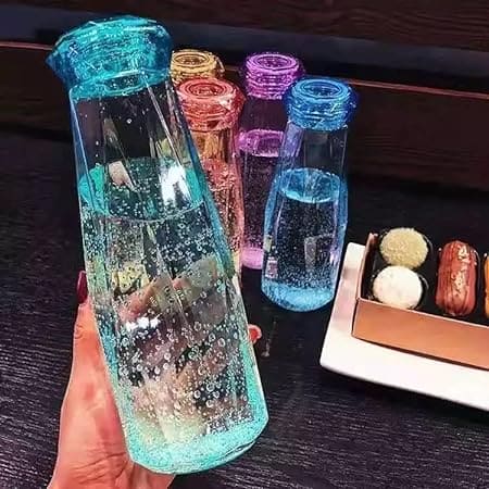 Diamond Water Bottle, Crystal Glass Cup With Lid.