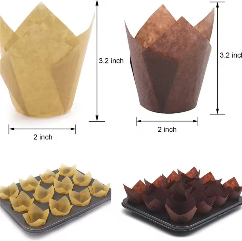Tulip Shape Cupcake Liner Paper, Oil Proof Cupcake Baking Liner, Cupcakes Paper Molds, Muffin Cup Container