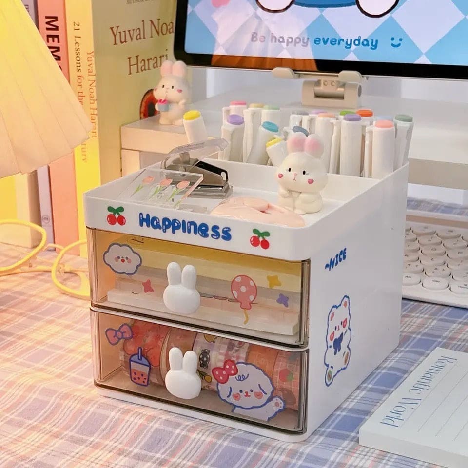 Cute Candy Stationary Organizer, Lovely Fashion Pen Holder with Sticker, Multifunctional Stationery Pencil Organizer, Large Capacity Waterproof Student Desk Holder