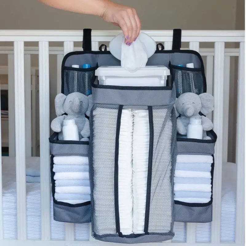 Baby Nursery Organizer, Baby's Bedside Storage Bag, Newborn Essentials Hanging Storage Bag, Multifunction Canvas Storage Bag, Infant Bedding Nursing Storage Bag, Multi Compartment Baby Stuff Holder, Stacking Tray Nursery Storage Basket