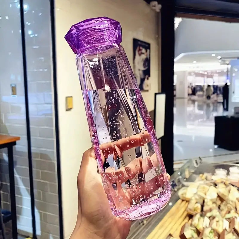 Diamond Water Bottle, Crystal Glass Cup With Lid.