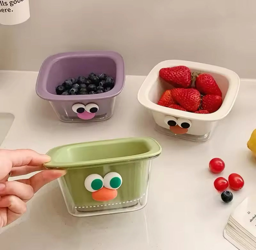 Cute Cartoon Double Layer Mini Drain Basket, Multifunctional Household Fruit Snack Storage Basket, Thickened Fruit Bowl