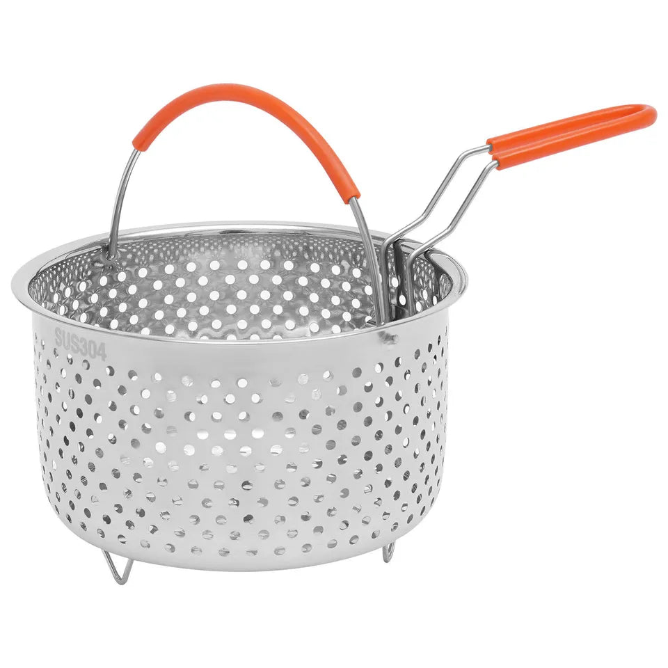 Stainless Steel Cooking Steamer With Handle, Kitchen Pot Pressure Cooker, Anti-scald Steamer Basket, Multifunctional Fruit Vegetable Washing Basket, Deep Fryer Pot Strainer