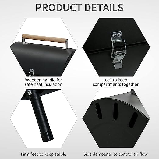 Round Folding BBQ Grill, Outdoor Tabletop Barbecue Grill, Multifunctional Portable Charcoal Grill, Compact Camping Grills for Outdoor Cooking, Smokey Charcoal Grill, Small Charcoal BBQ Grill Kitchen Cooking Tools, Counter Top Double Sided BBQ Oven