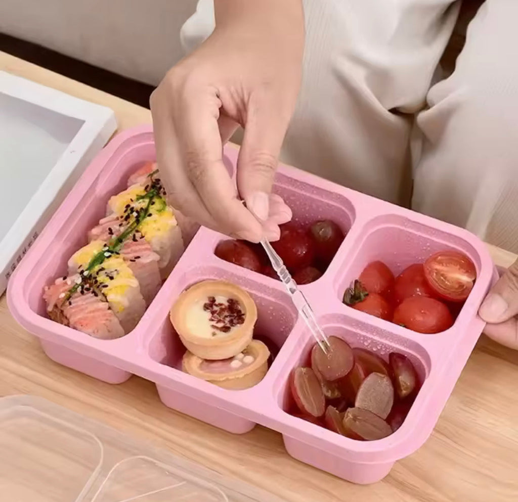 5 Compartment Lunch Box With Transparent Lid, Heat Resistant Leak Proof Fruit Box, Durable Bento Lunch Box, Meal Prep Organizer