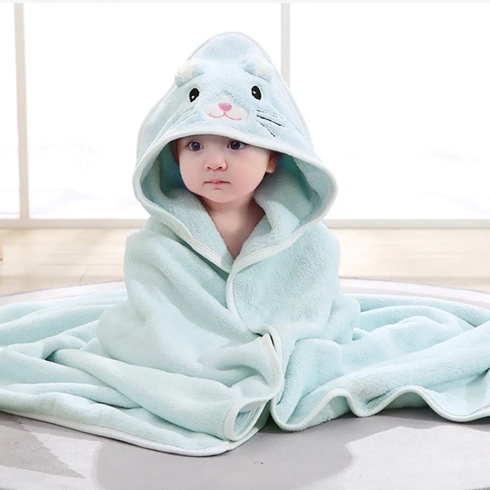 Baby Bathrobe Flannel Cloak, Cartoon Soft Hooded Spa Robe Bath Towel, Newborn Cover Up Hoodie Blanket, Little Angel Warm Sleeping Swaddle Wrap, Ultra Absorbent Toddler Bath Shower Towel