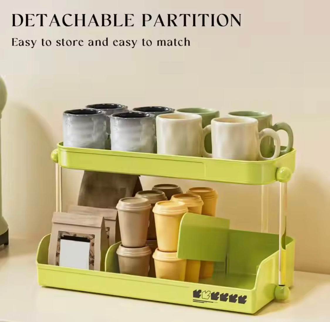 2 Tier Desktop Storage Shelf, Multifunctional Cup Holder, Multipurpose Mug Rack Tea Cup Holder, Kitchen Coffee Cup Rack For Office Home