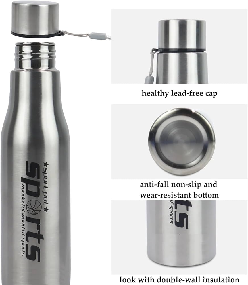 Sports Stainless Steel Water Bottle, Sports Water Bottle for Outdoor Activities, Vacuum Flask Thermo Water Bottle