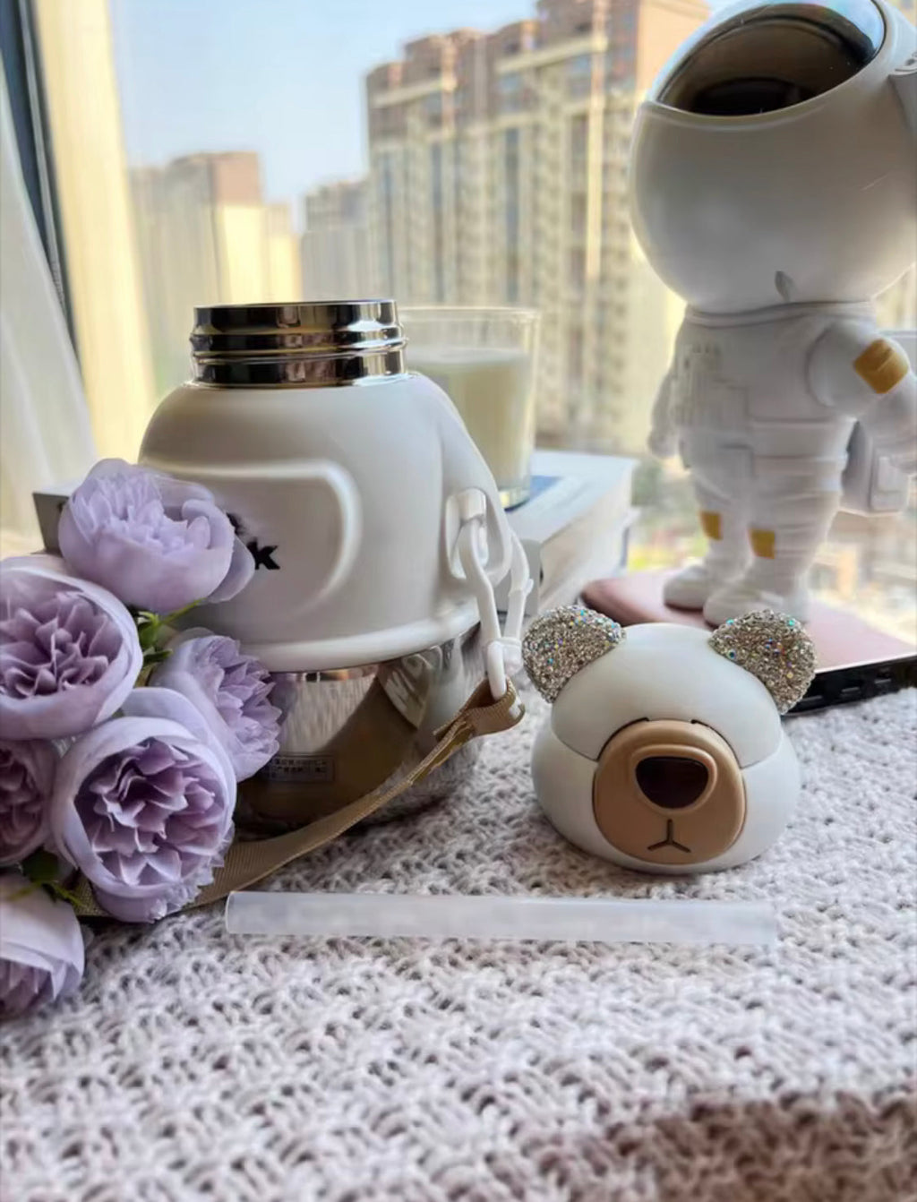 800ml Cartoon Bear Thermos, Stainless Steel Kids Thermos, Portable Thermos Bottle, Kids Water Bottle