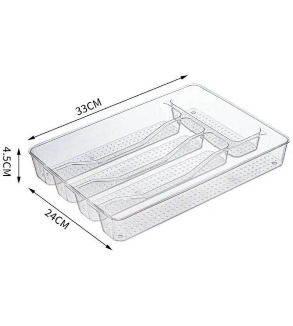 Cutlery Drawer Organizer, Spoon Fork Holder, Acrylic Storage Tray, Makeup Organizer Organizer, Transparent Stationary Tray