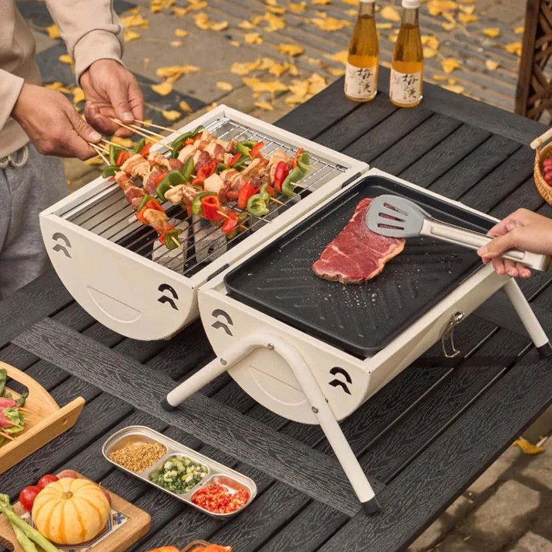 Outdoor BBQ Grill, Dual-Purpose Barbecue Grill, Foldable Camping Grill