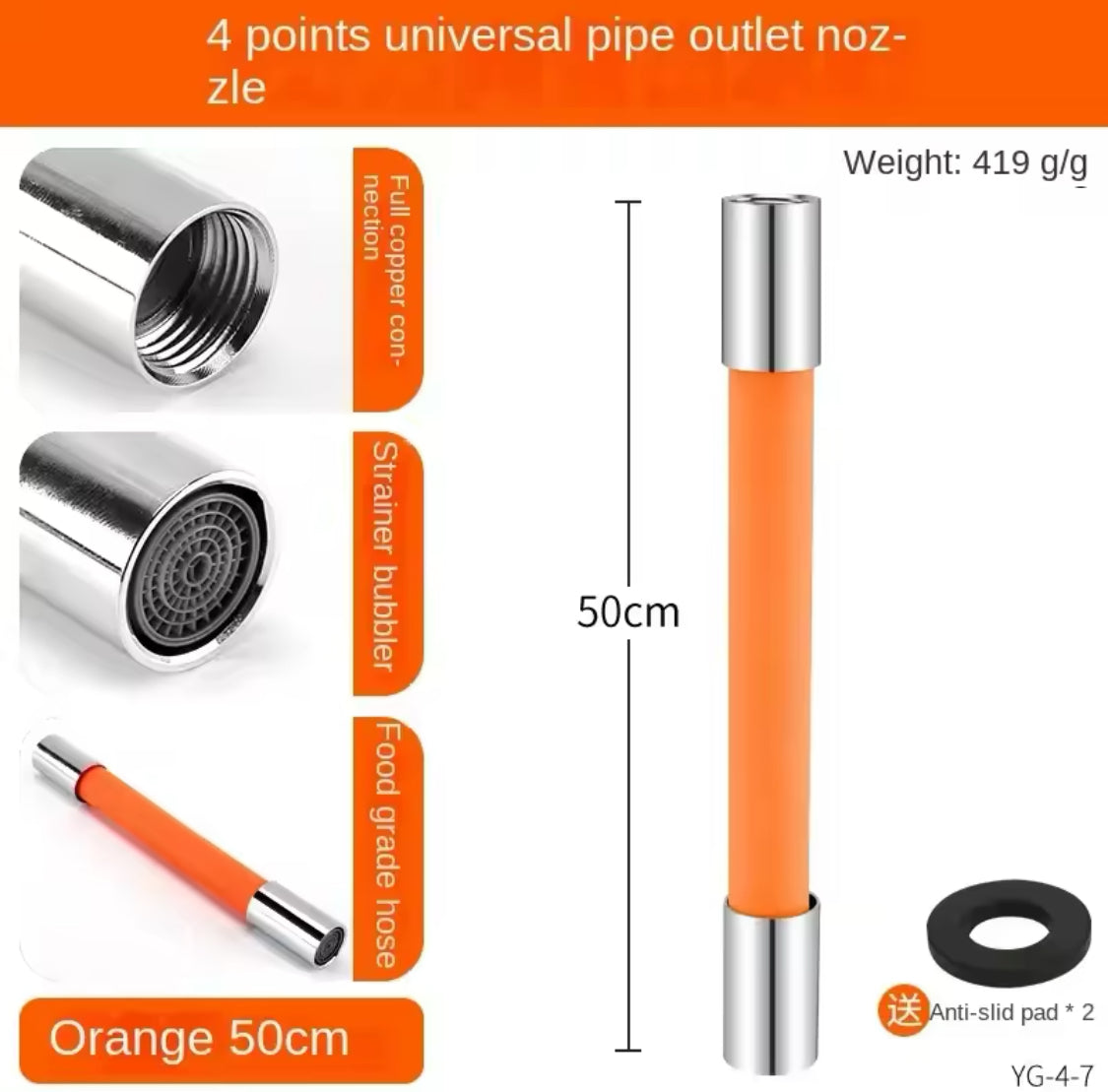 360° Rotation Faucet Extender Pipe, Kitchen Faucet Extension Hose Pipe, Durable Bathroom  And Garden Splash Proof Hose