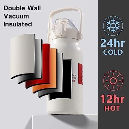 Large Belly Thermal Thermos, Portable High Capacity Vacuum Sport Thermal Bottle, Double Wall Stainless Steel Vacuum Water Bottle, Vacuum Insulated Beverage Container For Outdoor