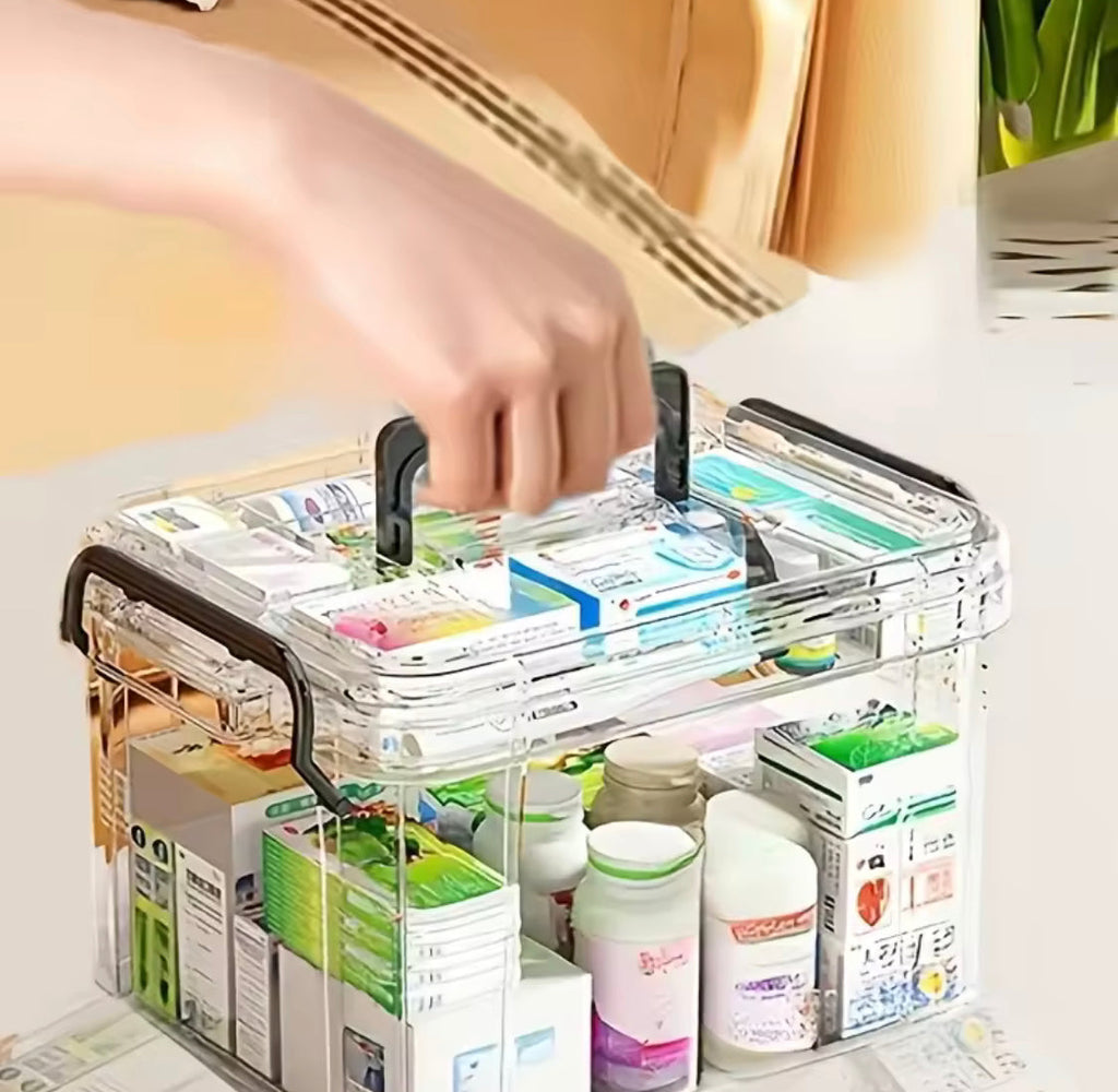 Double Layer Transparent Medicine Box, Household Medicine Box, Large Capacity Multifunctional Medicine Storage Box