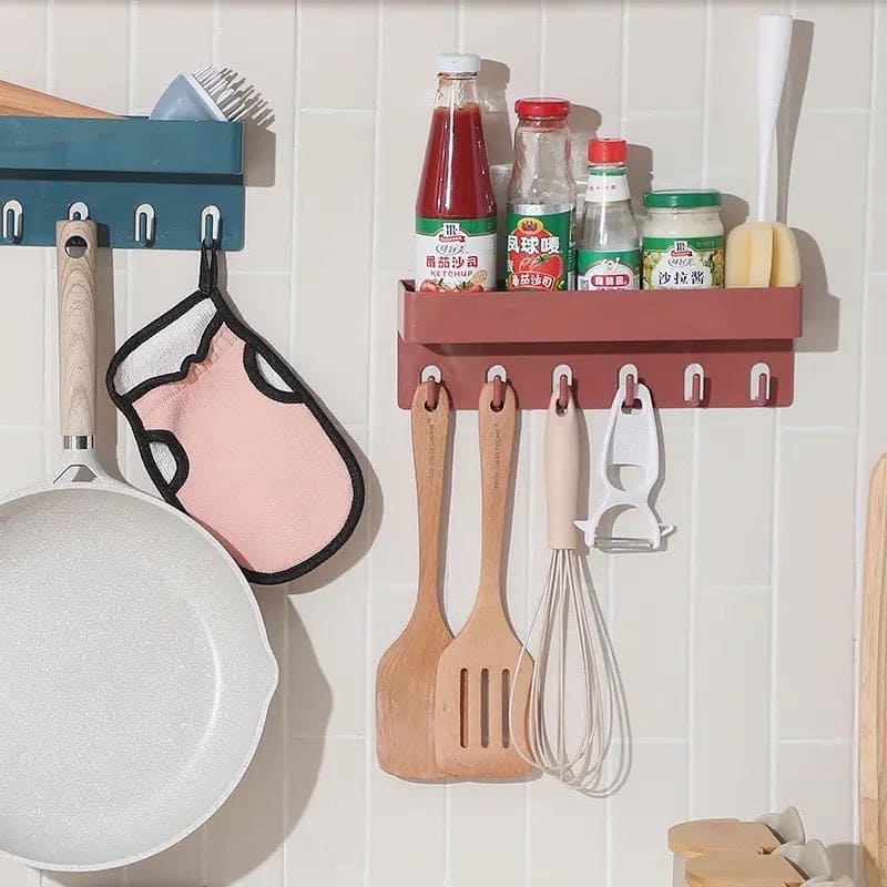 Shower Caddy Basket With Hooks, Wall Mounted Floating Shelf.