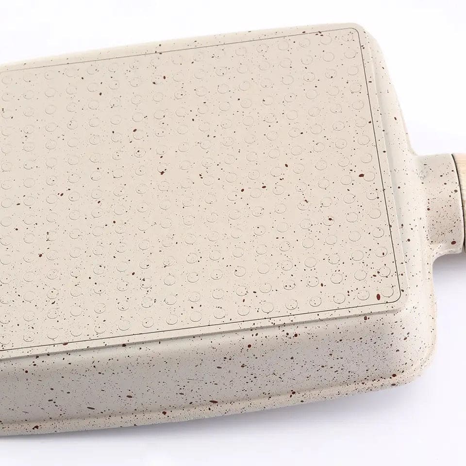 Square Ceramic Frying Pan, Durable Stone Frying Pan, Wooden Handle Square Frying Pan, Omelette Non Stick Fry Egg Kitchen Breakfast Maker, Square Thick Frying Tool, Anti Slip Tamagoyaki Pan, Square Egg Pan, Daily Cookware Gadget, Home Kitchen Items