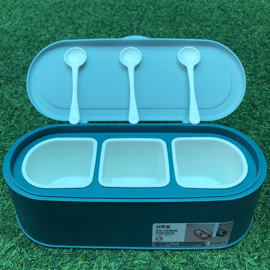 High Quality Three Gird Kitchen Condiment Holder, Household Combination Seasoning Boxing, Multi Grid Salt Seasoning Spice Container, Household Kitchen Spice Jar