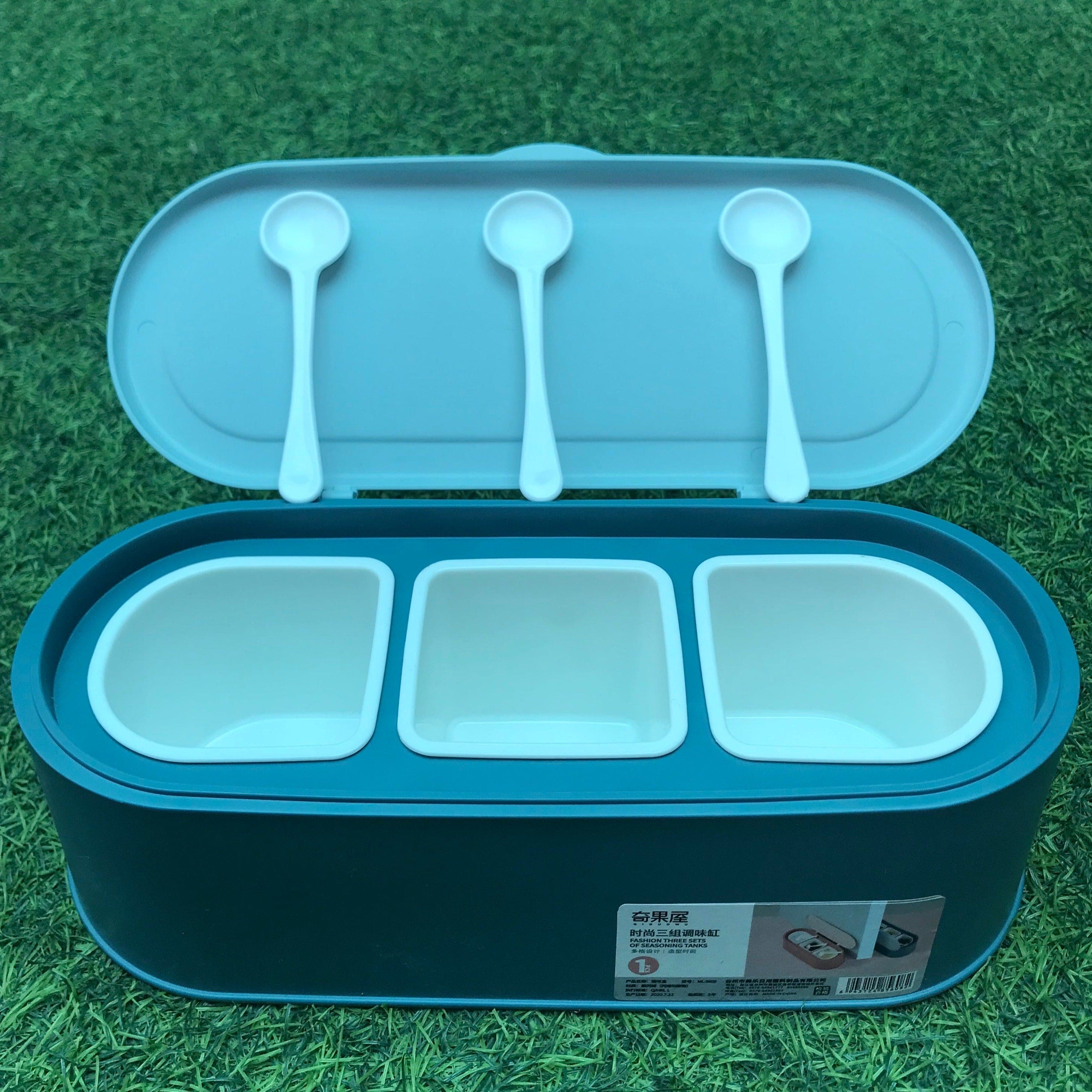 High Quality Three Gird Kitchen Condiment Holder, Household Combination Seasoning Boxing, Multi Grid Salt Seasoning Spice Container, Household Kitchen Spice Jar