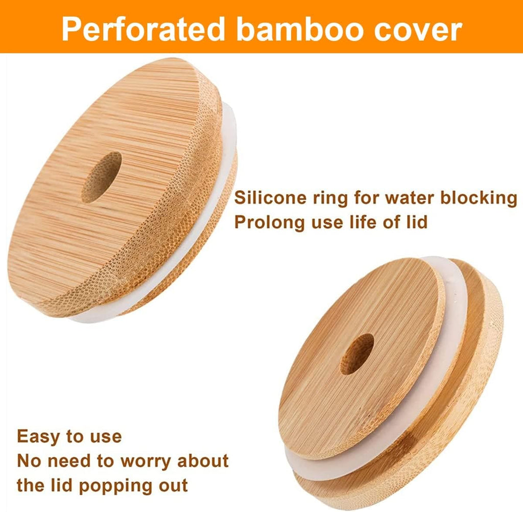 Volcano Glass Mug With Bamboo Glass And Straw.