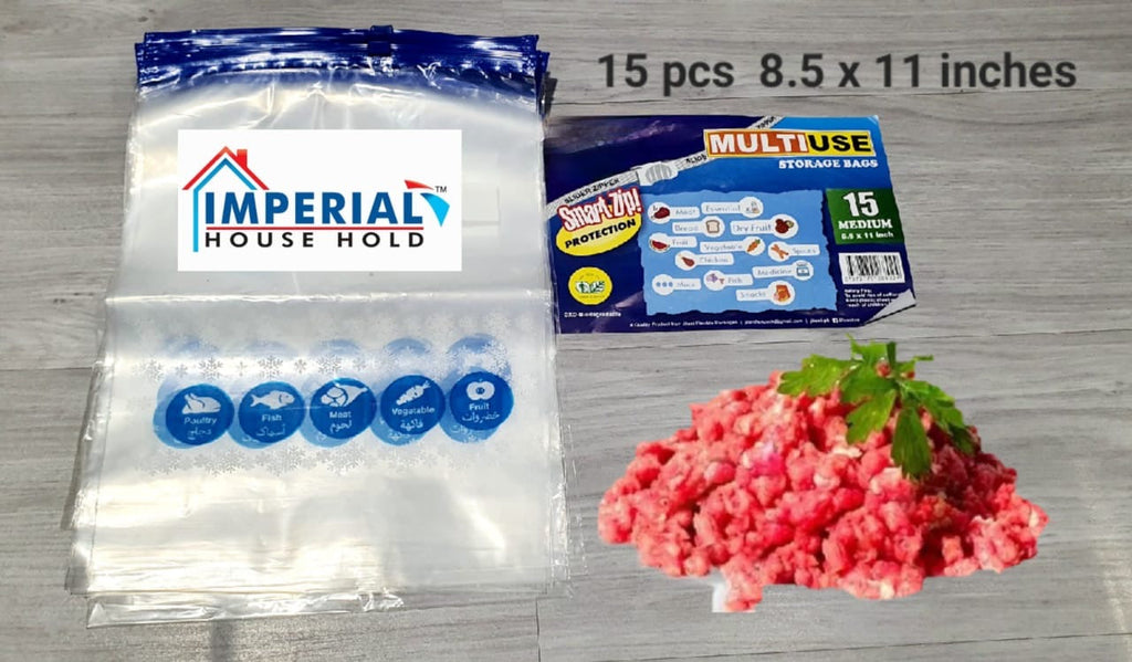 Reusable Zip Lock Meat Storage Bags, Multi Use Transparent Food Saver Pouches, Reusable Meat Keeper Zip Bags, Eco Zip Food Preservation Bags, Fridge-Fresh Zip Lock Storage Bags, Transparent Freezer Bags