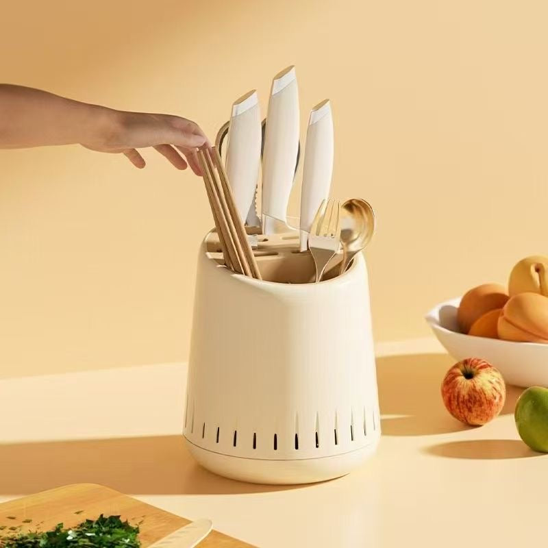 360° Rotating Spoon Holder, Round Cutlery Storage Organizer, Household Knife Storage Countertop, Durable Spoon Fork Storage Shelf