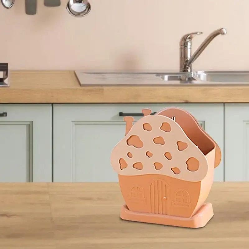 Mushroom Drying Cutlery Basket, Kitchen Tableware Storage Rack Cutlery Holder, Multifunctional Kitchen Sink Box, Hollow Drainer Spoon Fork Holder