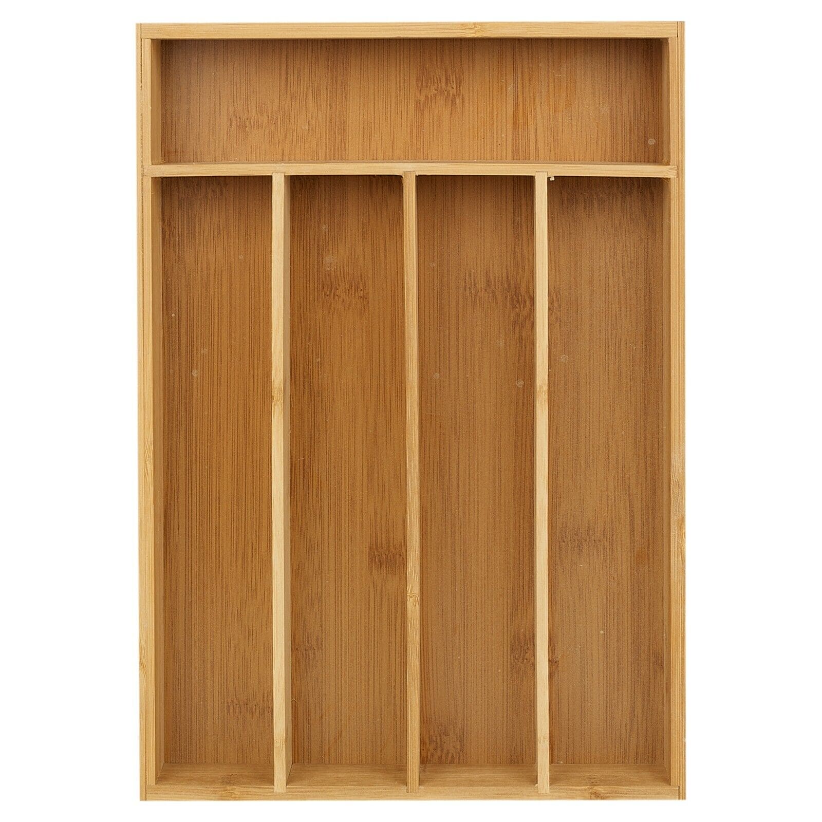 5 Compartment Bamboo Cutlery Tray, Kitchen Drawer Utensils Holder, Wooden Knife Fork Spoon Organizer Case, Bulk Bamboo Cutlery Tray, Drawer Multi Compartment Flatware Tray