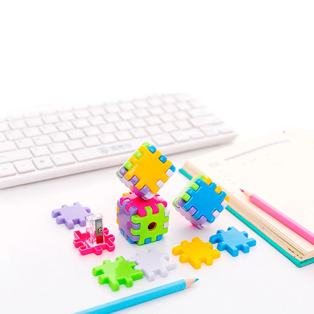 Cube Pencil Sharpener, Creative Lovely Puzzle Shape Pencil Roller, Pencil Cutting Machine, Single Holes Pencil Sharpener