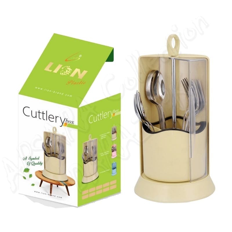 Covered Cutlery Holder, Rotating Cutlery Box With Transparent Cover, 4 Compartment Cutlery Holder, Multifunctional Fork Chopsticks Storage Stand,  Standing Plastic Storage Container, Kitchen Cutlery Organizer