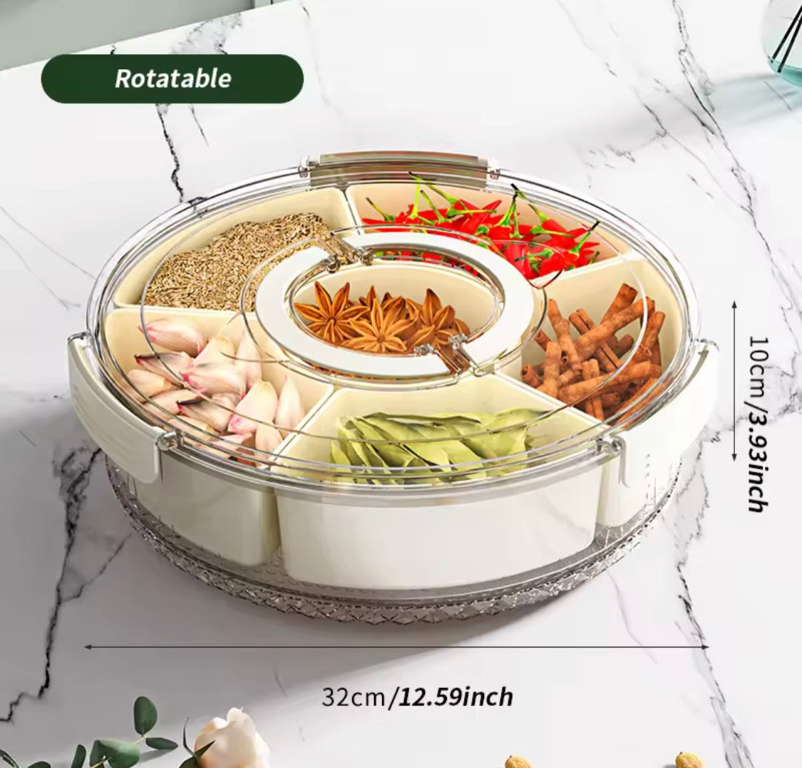 Multi Grids Seasoning Storage Box, Transparent Divided Serving Tray With Lid, Fruits Nuts Candy Spice Storage Box, Snack Container