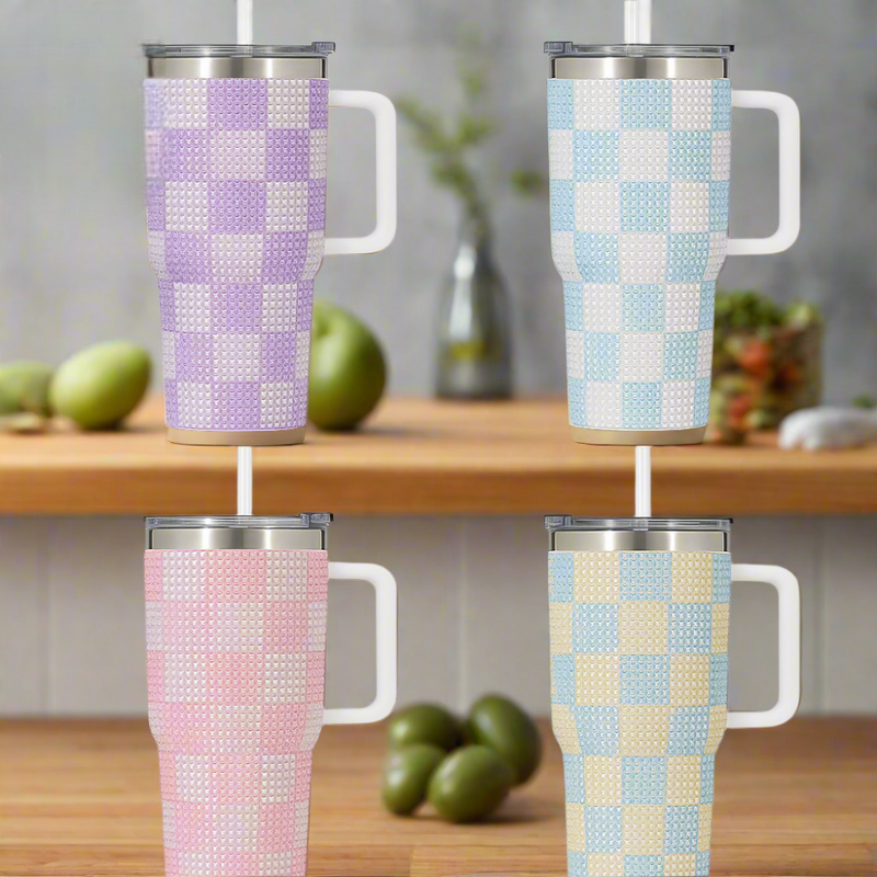 1200ml Rhinestone Tumbler, Stainless Steel Car Mug With Straw, Insulated Water Bottle Thermos