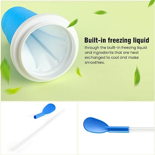 Slushy Ice Maker Cup, Silicon Ice Cream Slushy Maker Bottle Shake Cup, Magic Quick Frozen Smoothies Cup, Summer Squeeze Homemade Juice Water Bottle, Double Layer Squeeze Slushy Maker Cup, Homemade Milk Shake Ice Cream Maker