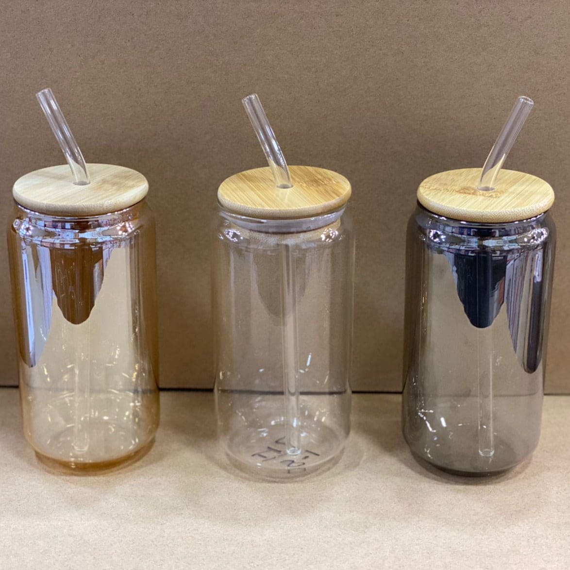 Bubble Tea Cup, 500ml Glass Mug With Bamboo Glass And Straw.