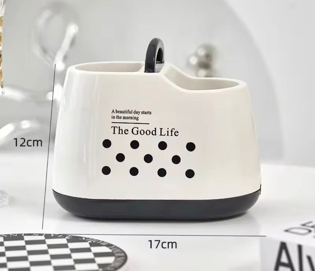 Daily Life Printed Cutlery Holder, Removable Hollow Out Utensils Organizer, Base Plate Drainable Spoon Fork Chopstick Stand Tray, Multifunctional Spoon Fork Chopstick Storage Holder, Household Kitchen Tableware Storage Holder Box