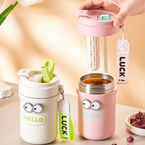 500ml Vacuum Flask Coffee Mug, Stainless Steel Kettle With Straw, Handy Waters Bottle For Gym And Office