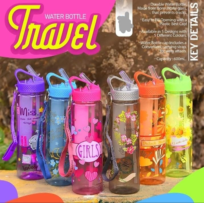 Safari Smart Water Bottle, 600ml Cute Water Bottle For Girls, Plastic Sport Water Bottle, Portable School Drinking Bottle, Lovely Cute Water Bottle With Straw, Transparent Dust Proof Clear Straw Bottle, Portable Drink Bottle For Outdoor