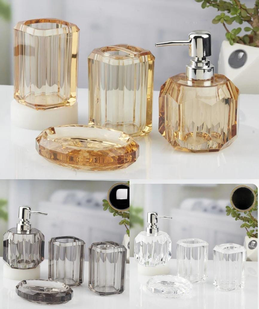 Acrylic Bathroom Set, Crystal Glass Soap Dispenser.