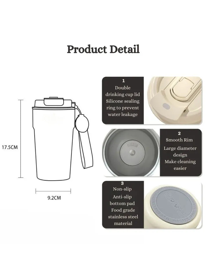 Insulated Coffee Cup With Pad, Stainless Steel Coffee Mug With Lid, Insulated Coffee Mug For Travel