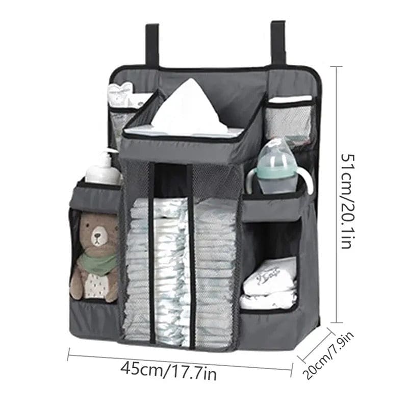Baby Nursery Organizer, Baby's Bedside Storage Bag, Newborn Essentials Hanging Storage Bag, Multifunction Canvas Storage Bag, Infant Bedding Nursing Storage Bag, Multi Compartment Baby Stuff Holder, Stacking Tray Nursery Storage Basket