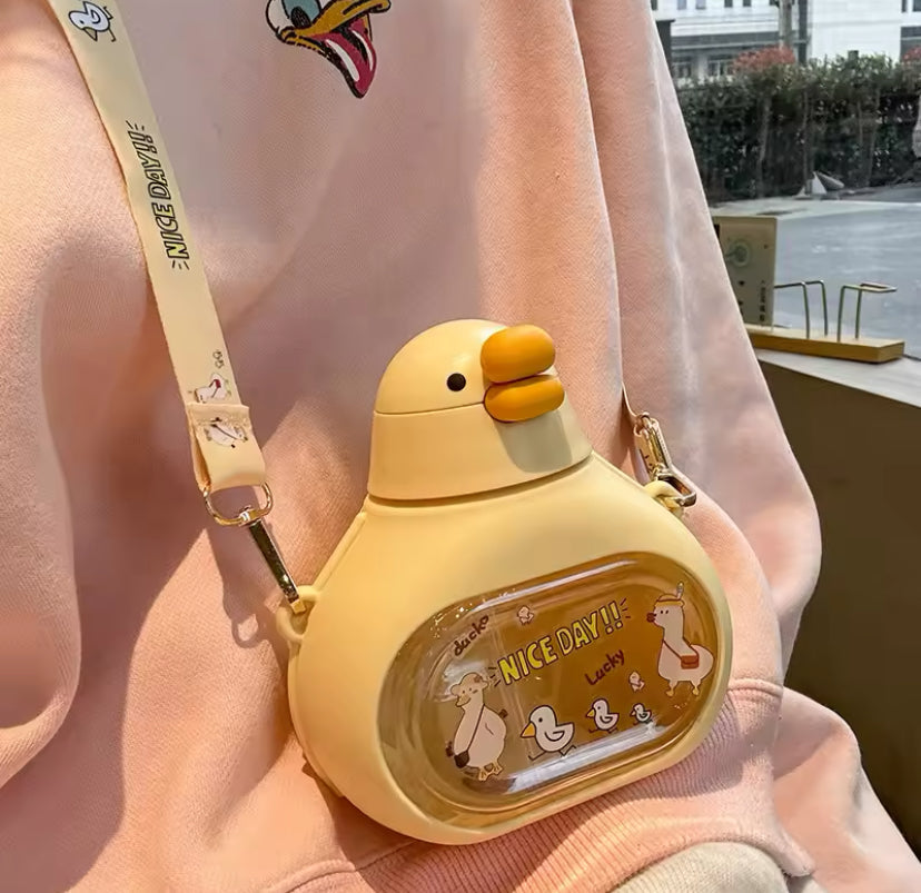 650ML Kawaii Kids Water Bottle, Large Capacity Plastic Straw Drinking Cup, Kids Water Bottle