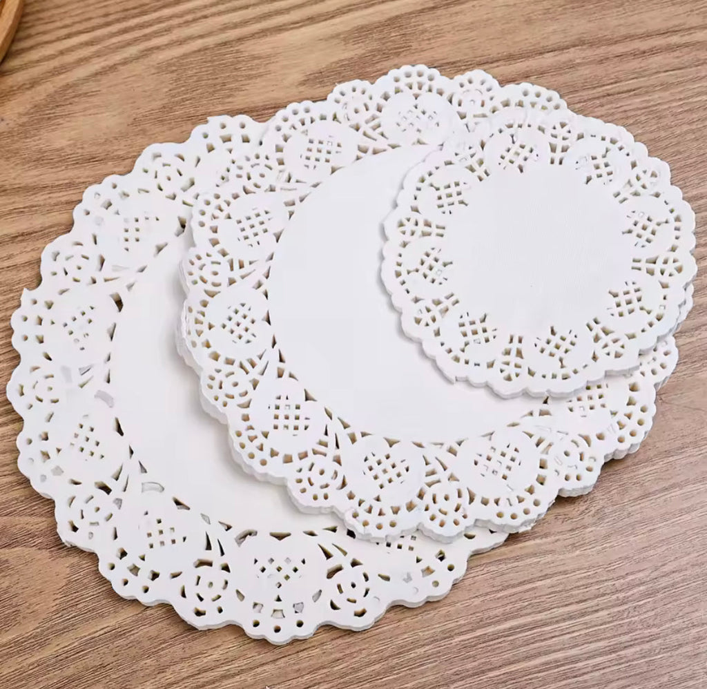 Fried Food Special Bottoms, Fried Food Oil Absorbing Paper, Round Lace Coaster Place Mat, Multipurpose White Lace Napkin, Fried Food Paper Tray Lace