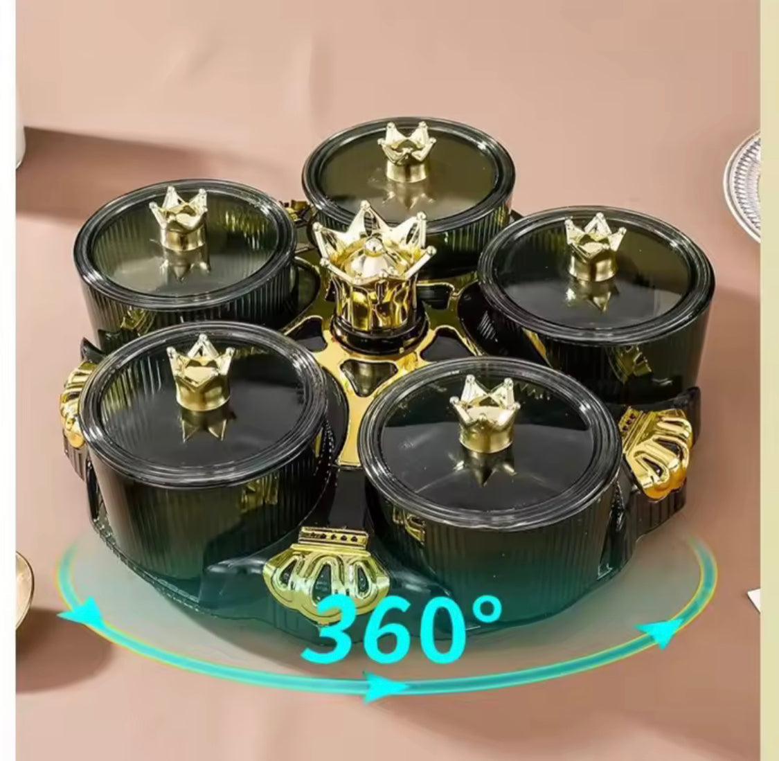 360° Rotating Acrylic Candy Tray, Desktop Decorative Serving Tray With Lid, Living Room Dried Fruit Tray