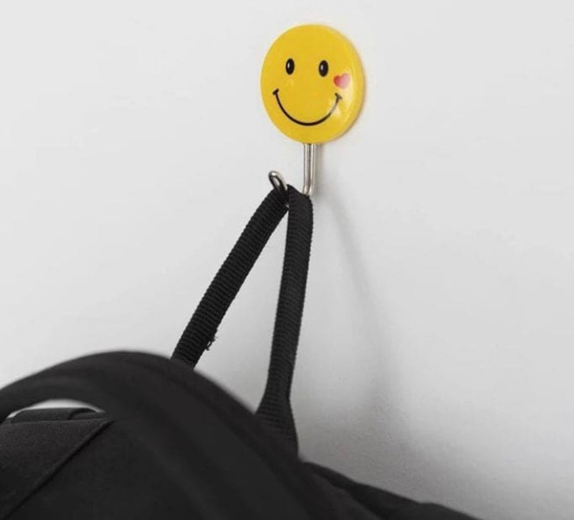 Set Of 3 Strong Adhesive Wall Hook, Smiling Face Style Sticky Hooks, Strong Sticky Emojis Hook